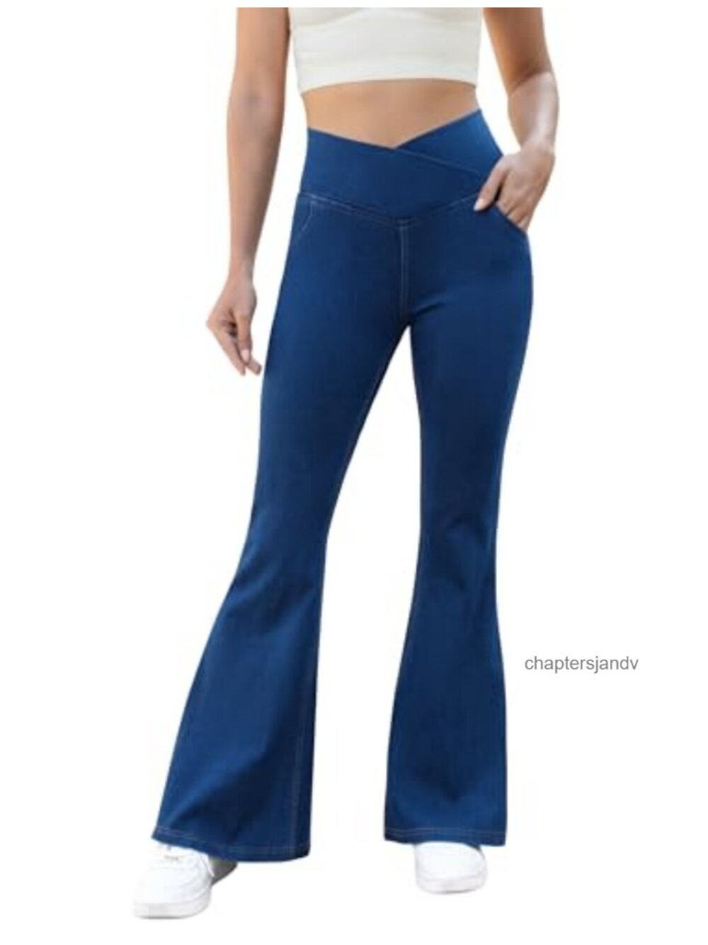 Women's Bell Bottom Jeans Crossover High Waist Stretchy Flared Jeggings